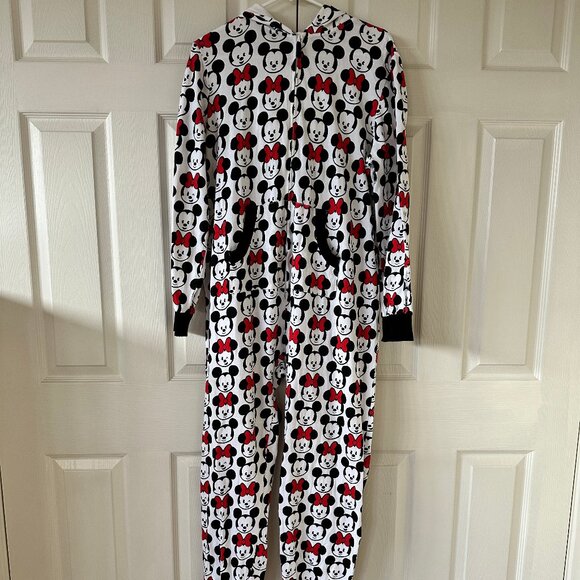 Minnie & Mickey Pattern Adult Onesie with Hood Size Large - Picture 1 of 6